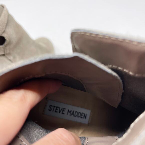 Steve Madden Womens 7 Taupe Loreen Suede Leather Tie Strap Ankle Booties Almond - Picture 11 of 12